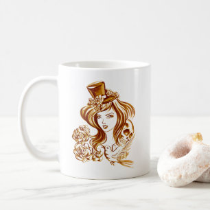 Pintado mão elegante com a caneca de café da art