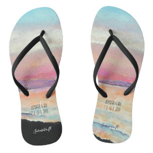 Pintado Personalizado Pasta Praia Sunset Chinelos