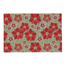 Pintados Poinsettia Placemats de Natal, bolinhas