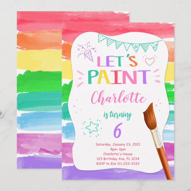 Pintando Convite de Aniversário (Frente/Verso)