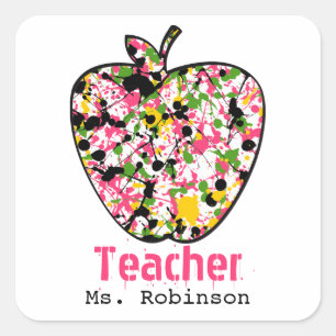 Pinte etiquetas do professor de Apple do Splatter