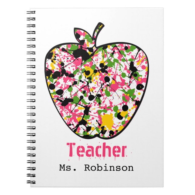 Pinte o caderno do professor de Apple do Splatter (Frente)
