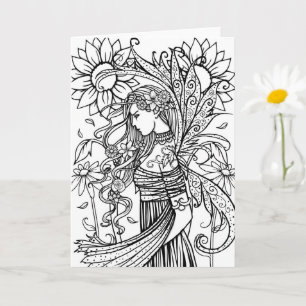 Pinte Seu Próprio Cartão Fada e Flores