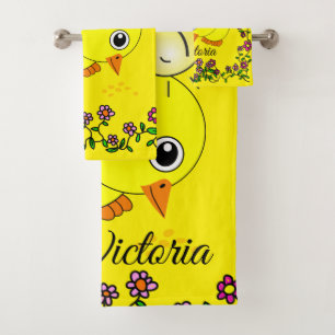 Pintinho Amarelo Mãos Florais Soltas de Toalha