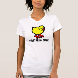 Pintinho do vegetariano, t-shirt das senhoras