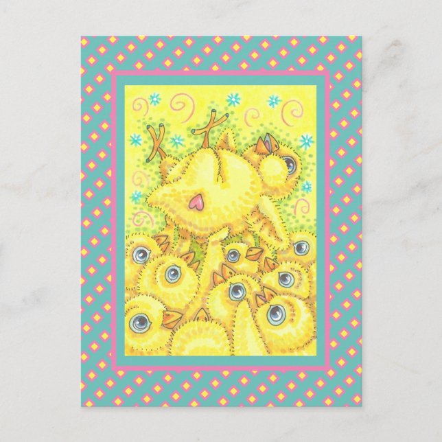 PINTINHO ROLL ROCK N, CARTÃO POSTAL PÁSCOA MOSH (Frente)