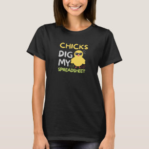Pintinhos cavando minha camiseta de folha de cálcu