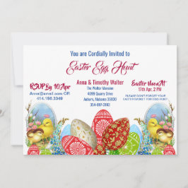 Pintinhos de Caça de Ovo em Páscoa Convite Verde