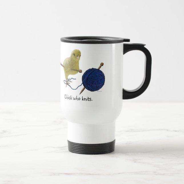 Pintinhos que fazem malha a caneca de viagem (Direita)