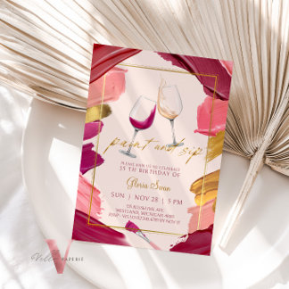 Pintor Dourado Burgundy e Convite de Aniversário d