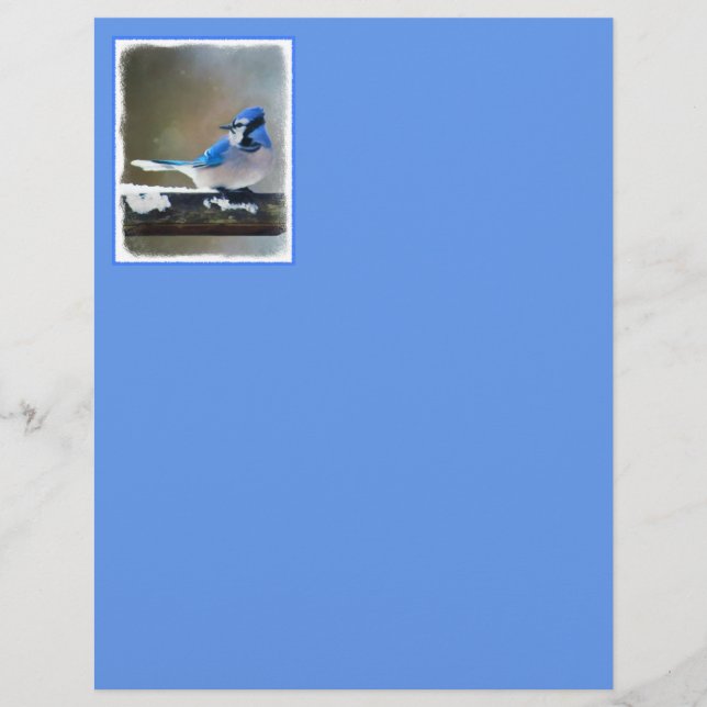 Pintura Blue Jay - Arte Original para Pássaros (Frente)