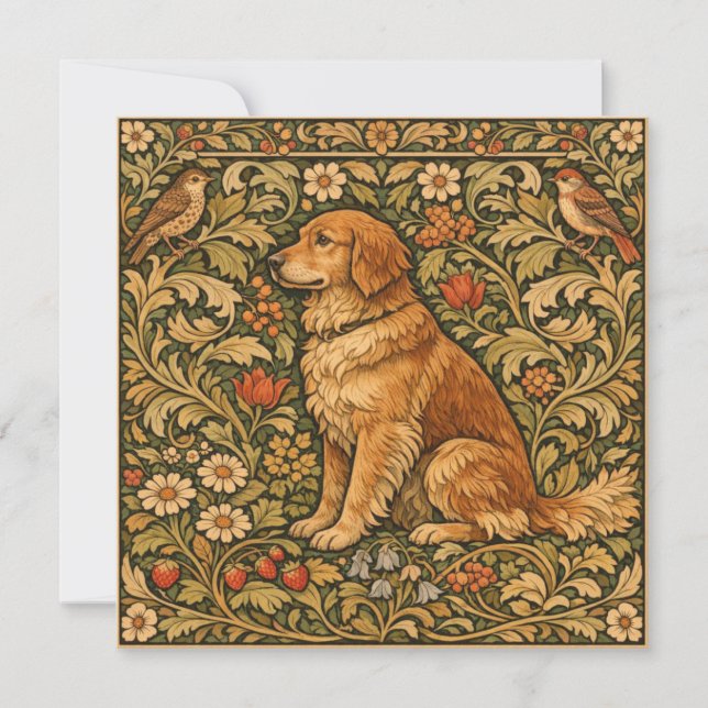 Pintura boho elegante vintage do Retriever Dourado (Frente)