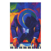 Pintura Colorida Abstrata de Pianista de Jazz