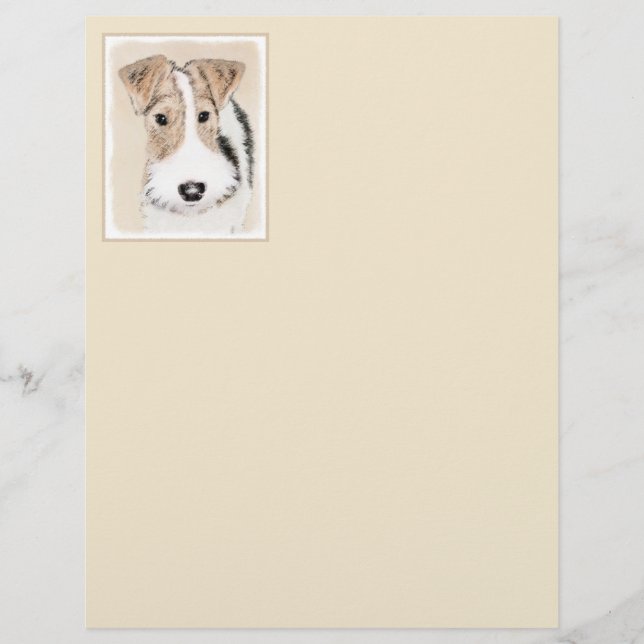 Pintura com terrier de Fox com fio - Arte canina o (Frente)