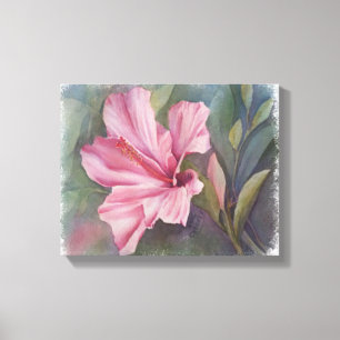 PINTURA COR-DE-ROSA DAS CANVAS DA FLOR DO HIBISCUS