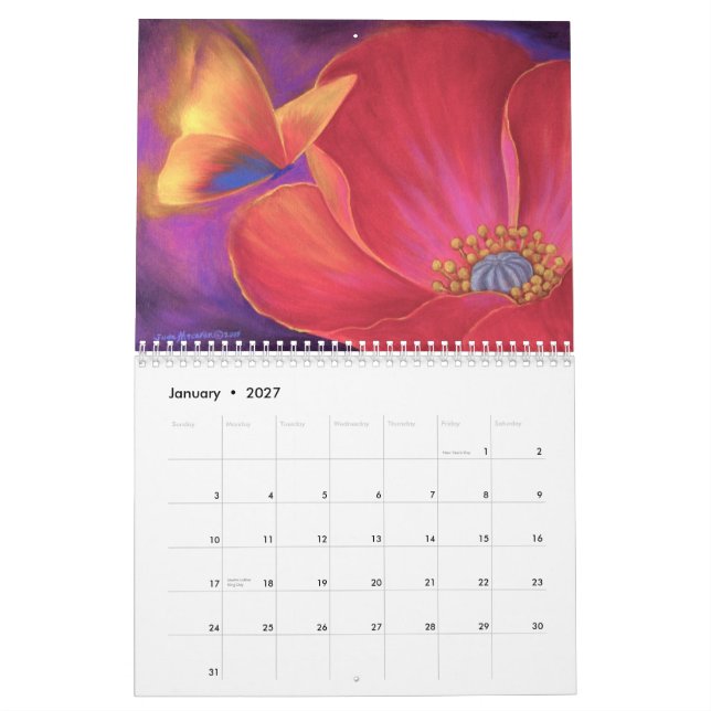 Pintura da borboleta de 2011 calendários (Jan 2027)