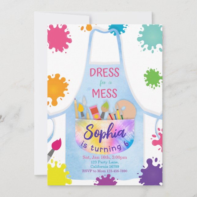 Pintura de Arte de Convite de Pintor de Aniversári (Frente)