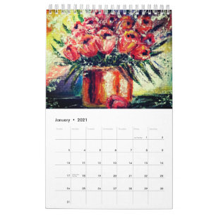Pintura de Arte do Calendário de Cores Aquáticas
