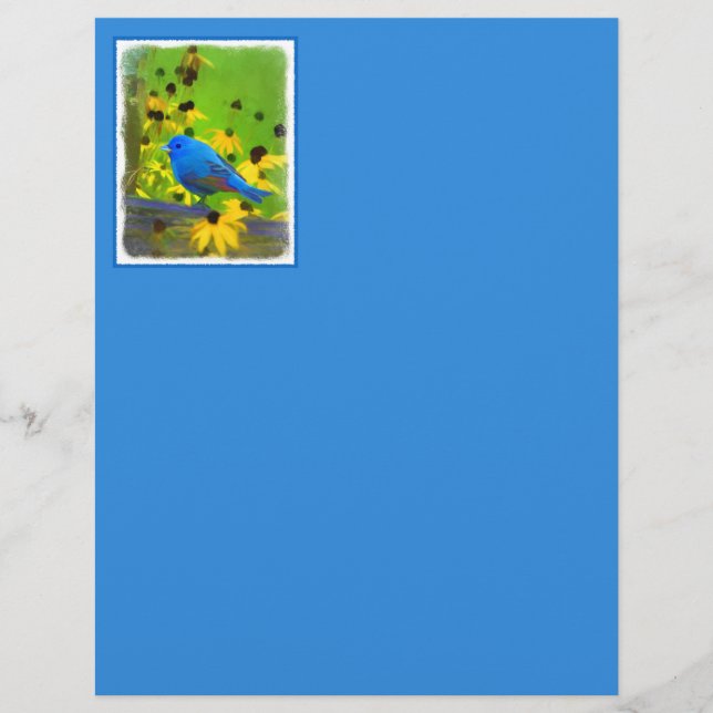 Pintura de Azulão - Arte Original de Pássaros (Frente)