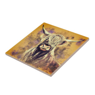 Pintura de Azulejos cerâmicos em Highland Bull