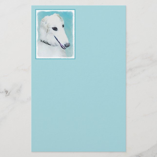 Pintura de Borzoi (branca) - Arte de Cachorro Orig (Frente)