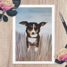 Pintura de Cachorro Marrom em Cartão em Branco