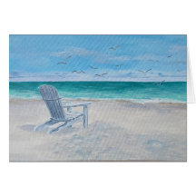 Pintura de cadeira de praia, cartão de sentir melh