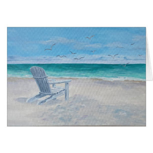 Pintura de cadeira de praia, cartão de sentir melh