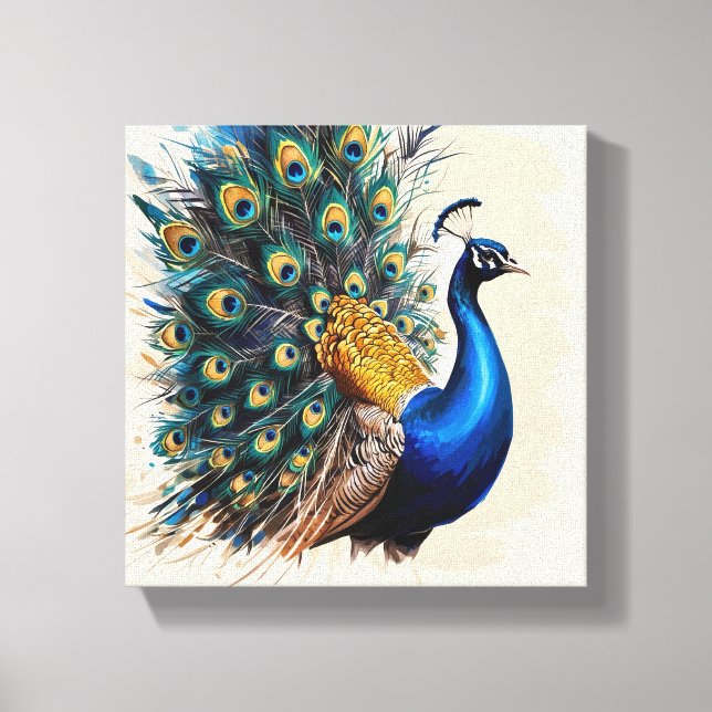 Pintura de canvas de pavão (Frente)