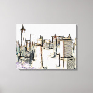 Pintura de Canvas no Skyline Moderno em Nova York