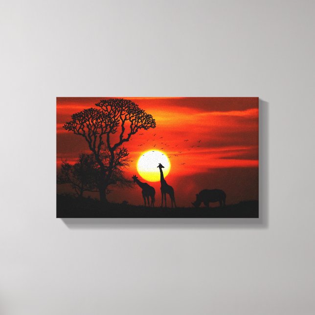 Pintura de Canvas Sunset Giraffe Safari (Frente)