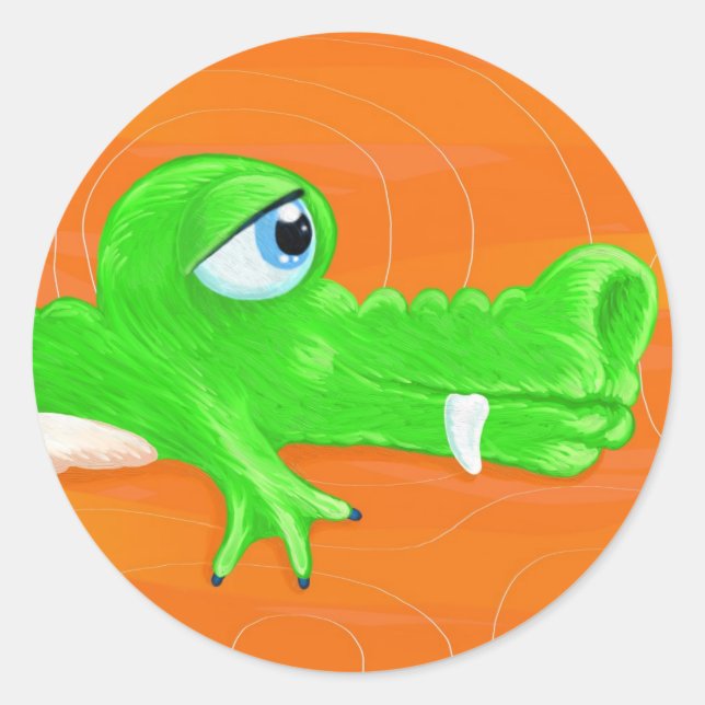 Pintura de crocodilo engraçado, adesivo (Frente)