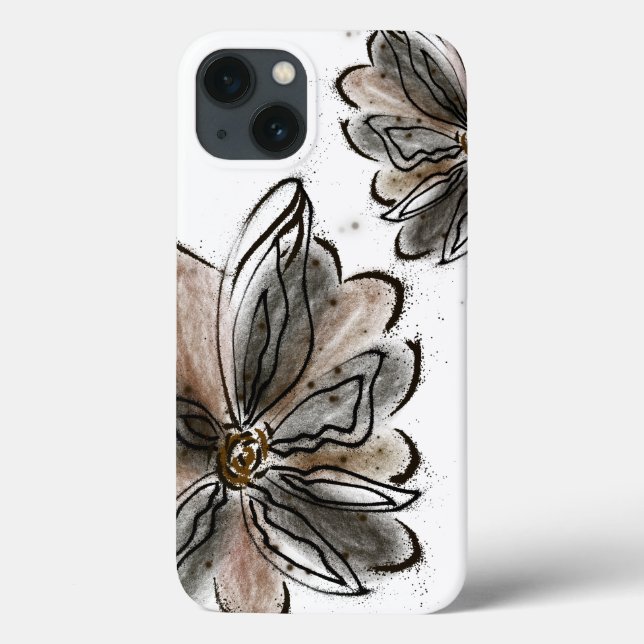 Pintura de flor marrom glamorosa (Verso)