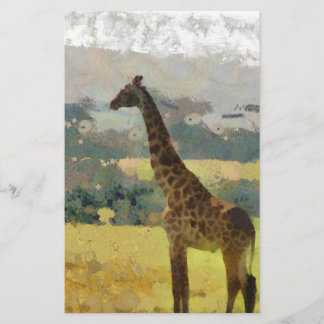 Pintura de Girafa na Savana na África