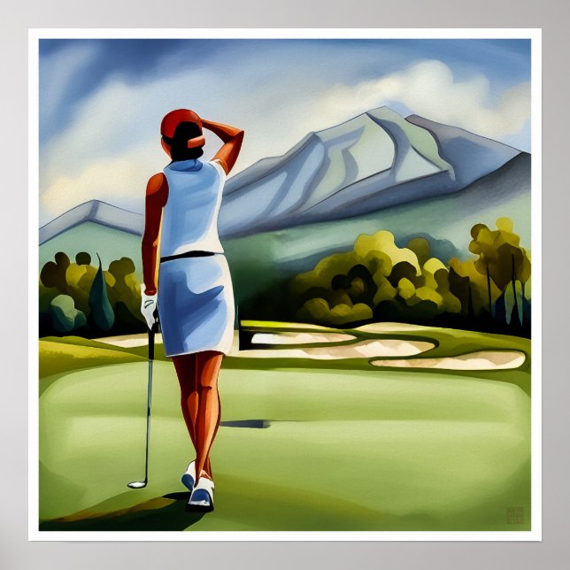 Pintura de Golfer - Impressão de Arte (Frente)