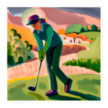 Pintura de Golfer - Impressão de Arte