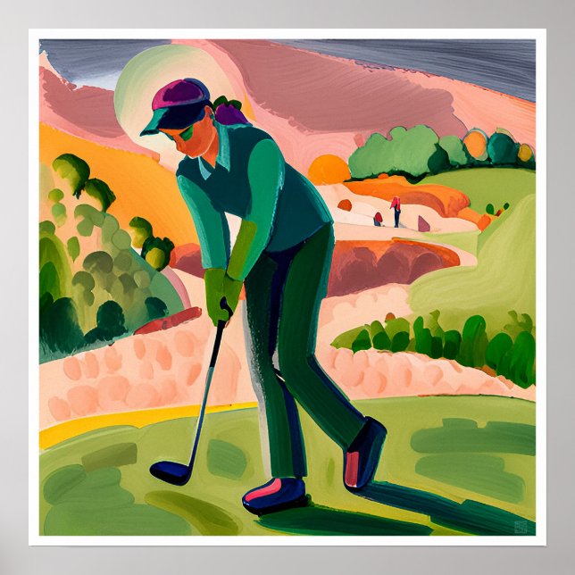 Pintura de Golfer - Impressão de Arte (Frente)