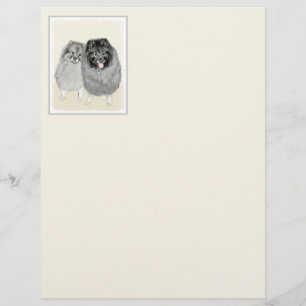 Pintura de Keeshond, Mãe e Filho - Arte Original d