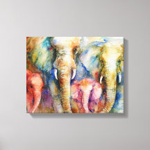 Pintura de muro da família elefante na canvas