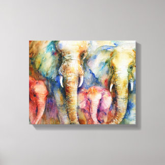 Pintura de muro da família elefante na canvas