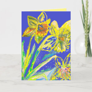 Pintura de narciso amarelo cartão floral de flores