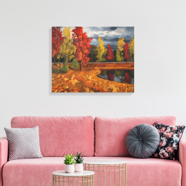 Pintura de Óleo da Paisagem de Outono na Canvas -  (Insitu(Sala de estar))