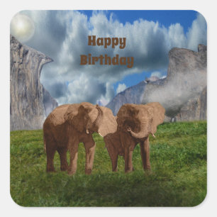 Pintura De Óleo De Duo Elefante, Adesivos De Anive