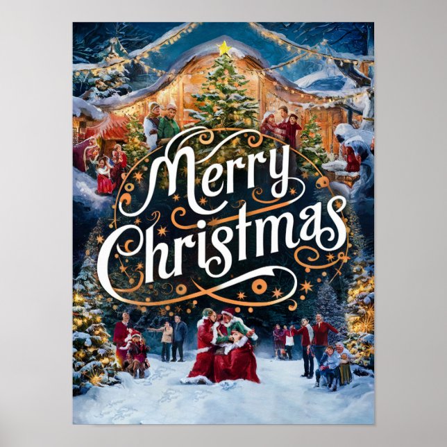 Pintura de Óleo de Natal para Posters e Impressões (Frente)