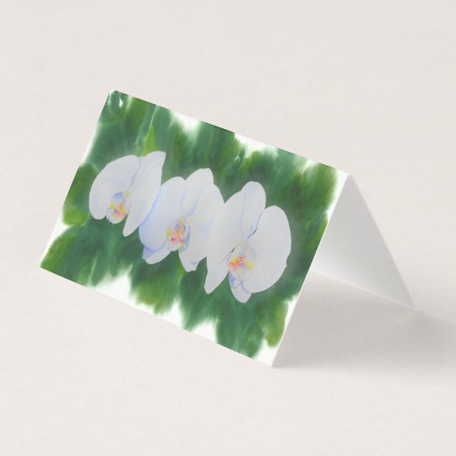 Pintura de orquídea branca Elegante tropical (Frente)