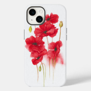 Pintura de papoila vermelha em branco