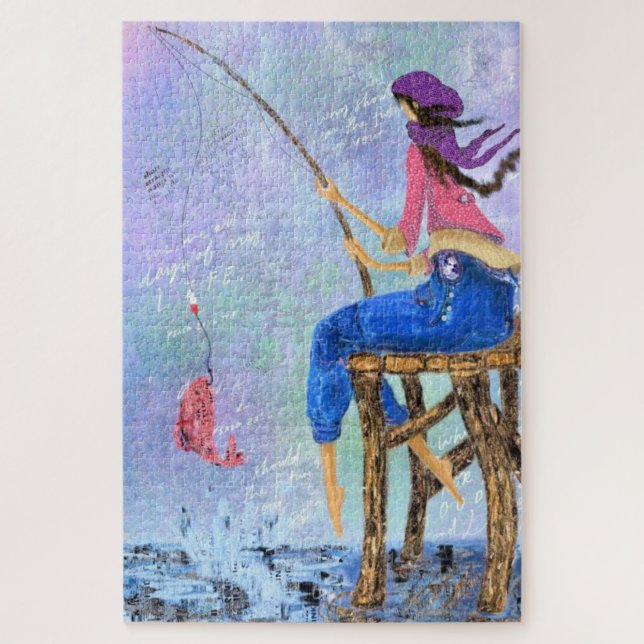 Pintura de Quebra-cabeça com Fisher Girl Jigsera (Vertical)