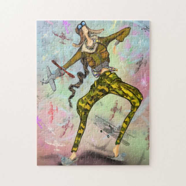 Pintura de Quebra-cabeça de piloto de meninas (Vertical)