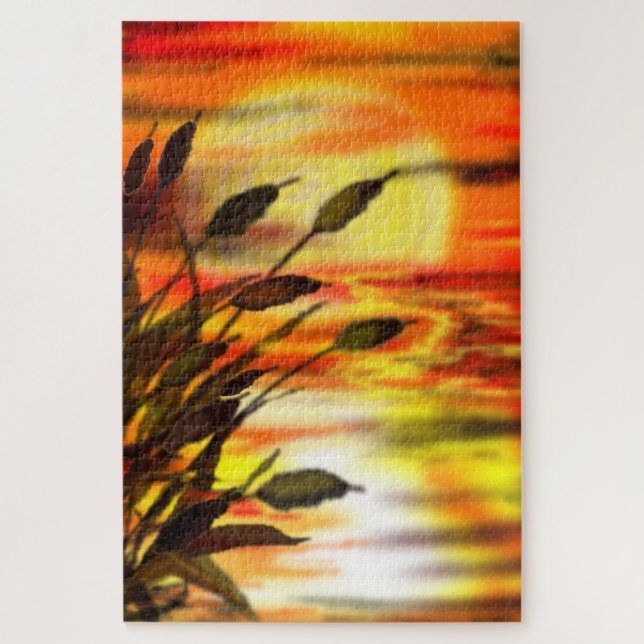 Pintura de Quebra-cabeça no Lago Sunset (Vertical)