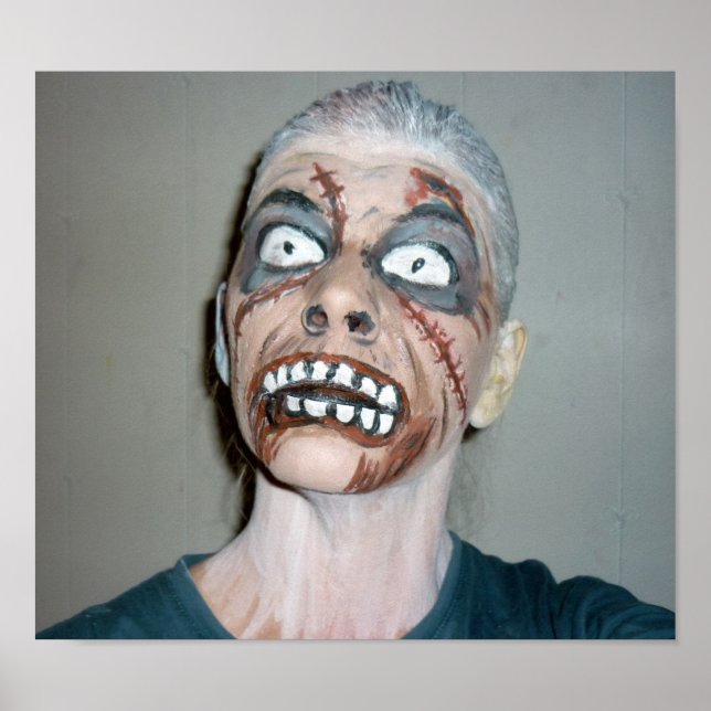 pintura de rosto de zumbi poster zombie zombie zum (Frente)